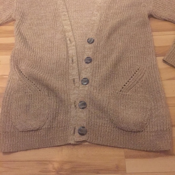 Oatmeal beige knit long cardigan - Picture 2 of 7